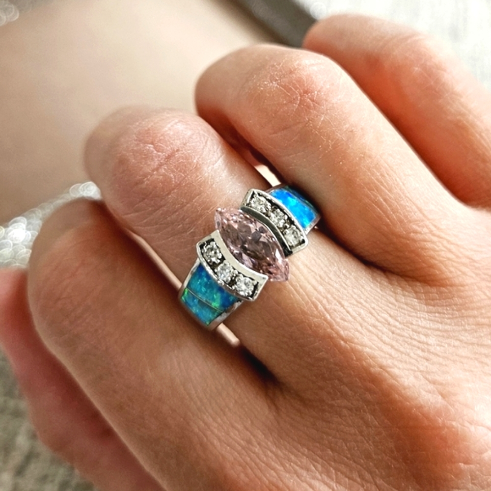 Sterling Silver Opal Topaz Ring